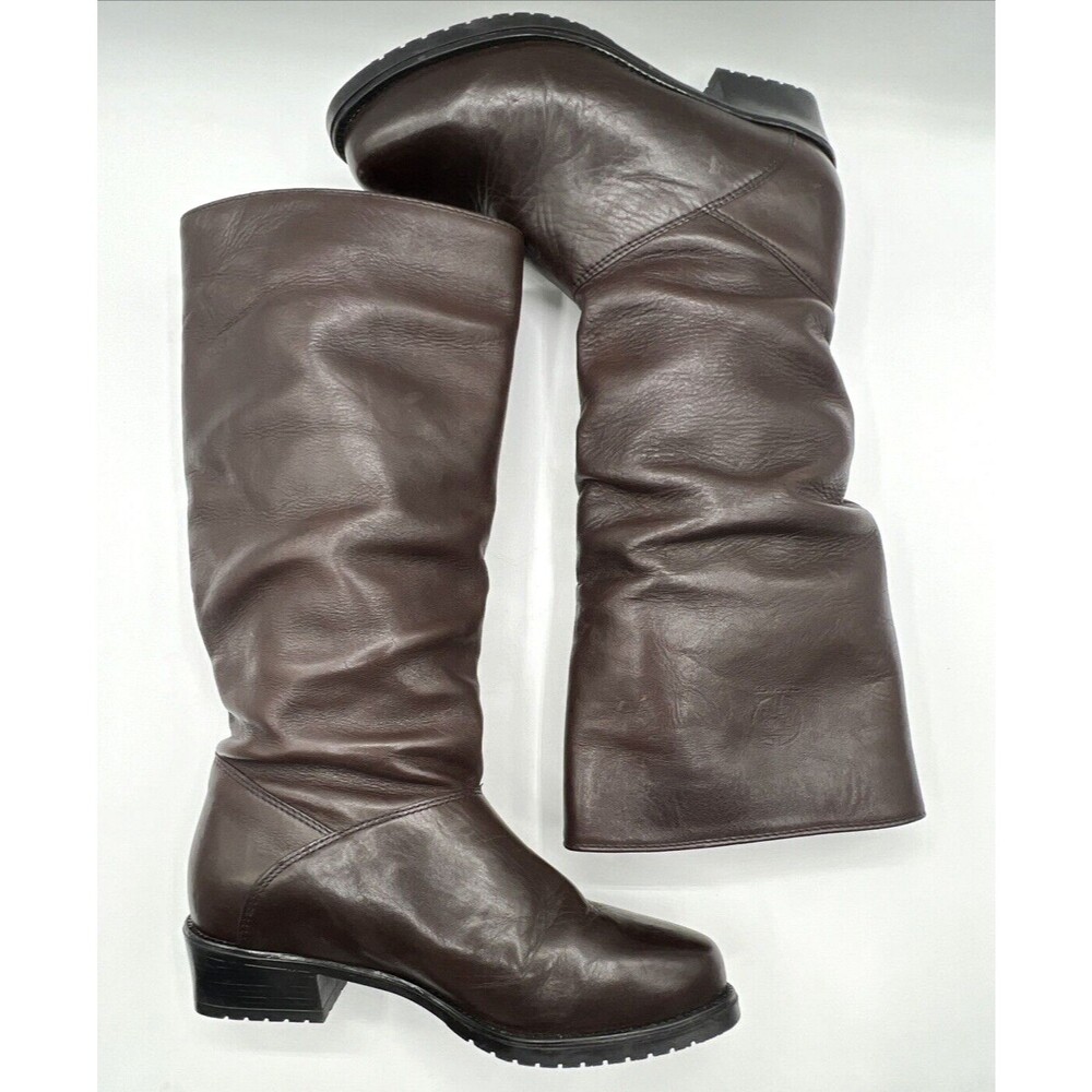 Regence Canada Boots Soft Brown Leather Mid High Pull On Block Heel Sz 6B